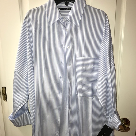 Zara Oversized Striped Blouse - Picture 1 of 3